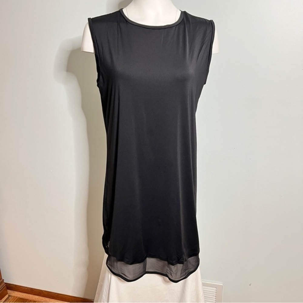 Athleta Black Sleeveless Dress – Size Medium – Sheer Hem Detail